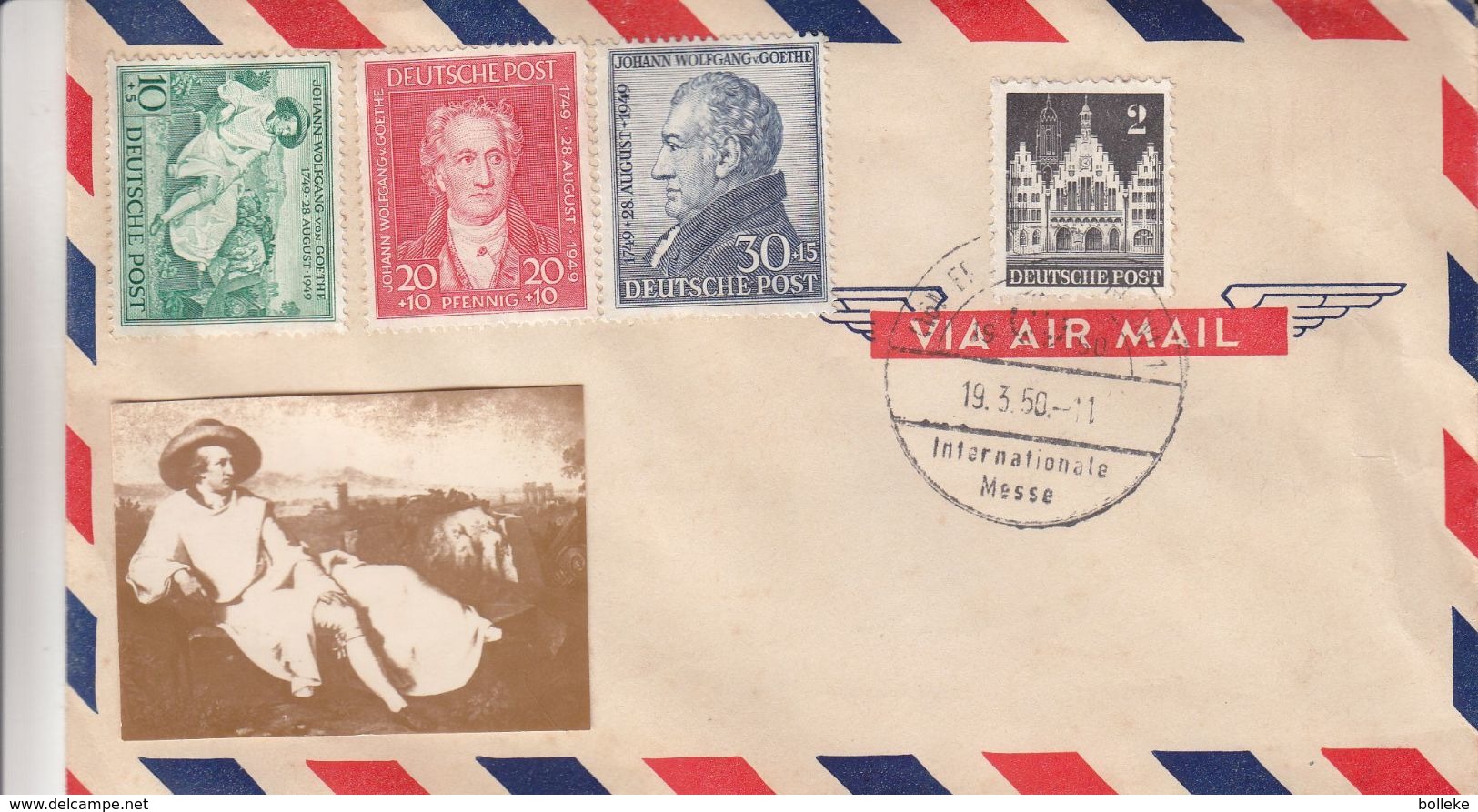 République Fédérale - Lettre De 1950 - Oblit Foire Internationale - Goethe - Covers & Documents