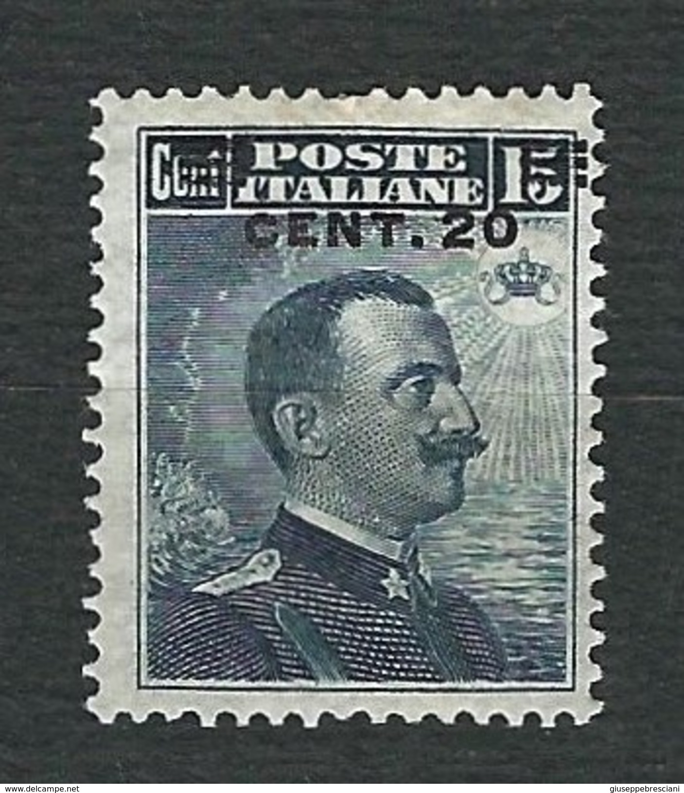 ITALIA 1916 - Effigie Di Vittorio Emanuele III Con Il Volto A Destra Soprastampato 20 C. Grigio-nero - MH - Sa 106 - Nuevos