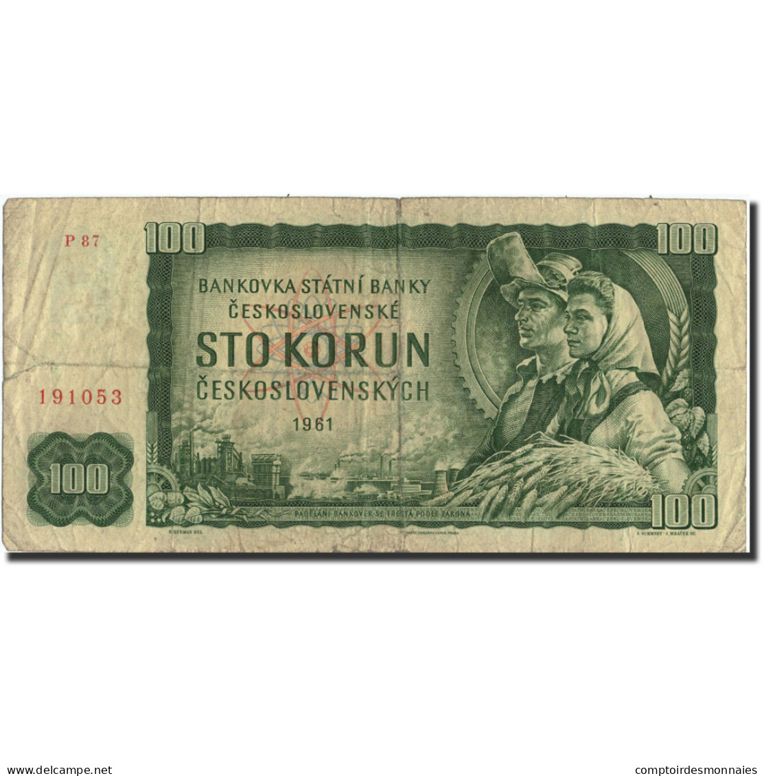 Billet, Tchécoslovaquie, 100 Korun, 1961, 1961, KM:91b, B - Checoslovaquia