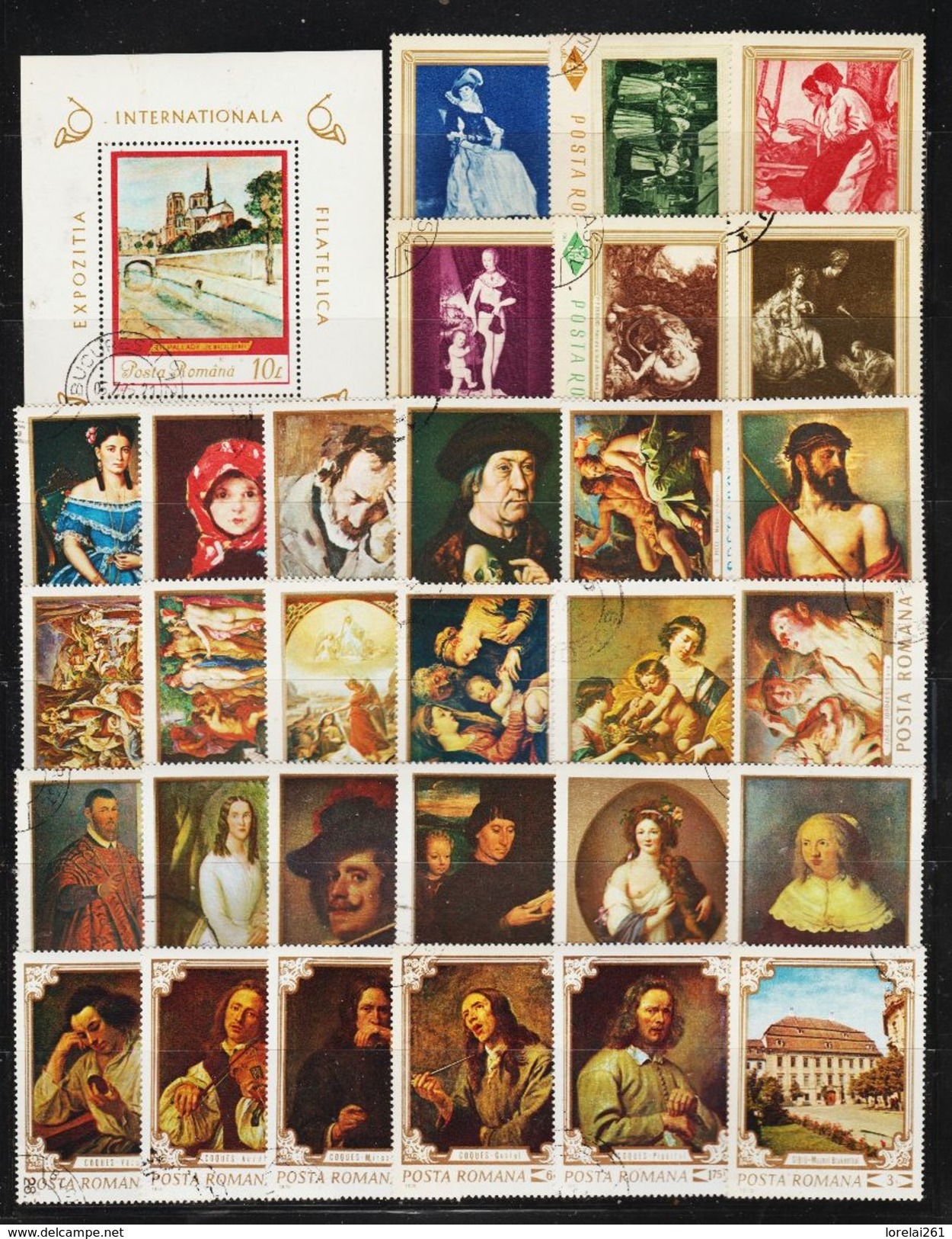 ROMANIA - 55 Postal Stamps ART REPRODUCERS (2) - Sammlungen (ohne Album)