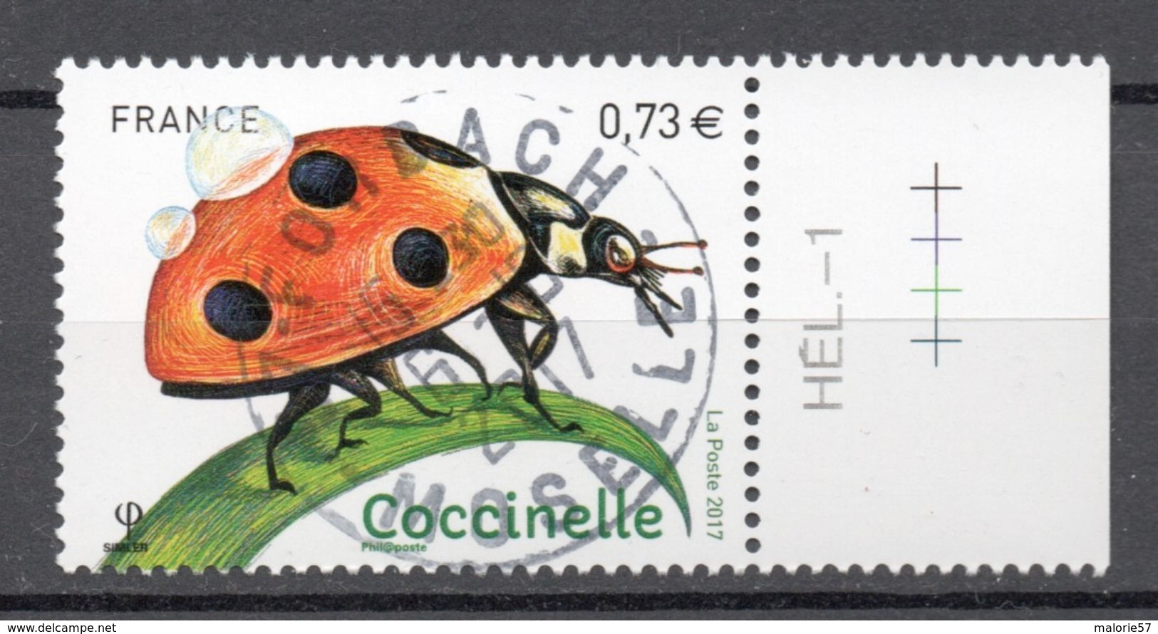 FRANCE 2017   - Timbre - Insectes - Coccinelle Oblitéré Cachet Rond - Gebraucht