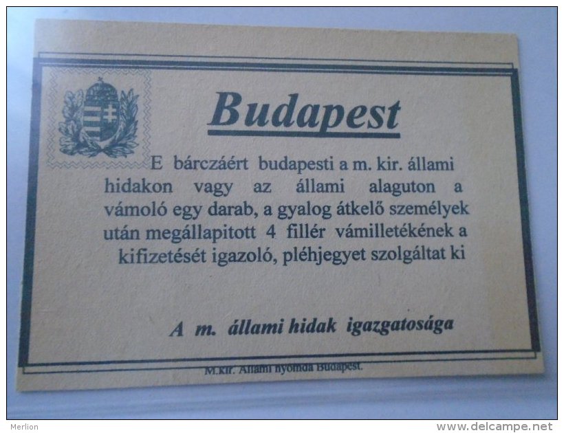 DEL003.14  Hungary   Budapest  4 Fillér Vámilleték  FAKE - Hongrie