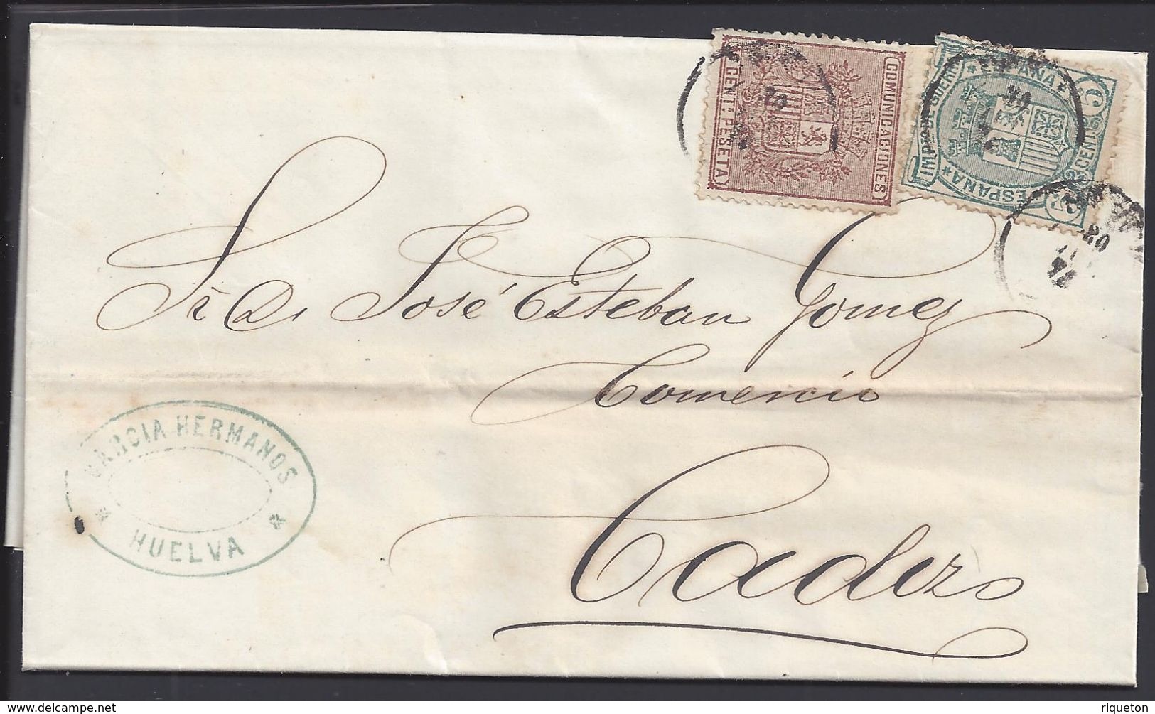 ESPAGNE - Lettre De Huelva Du 30 Juillet 1875 Pour Cadiz - TB - - Brieven En Documenten