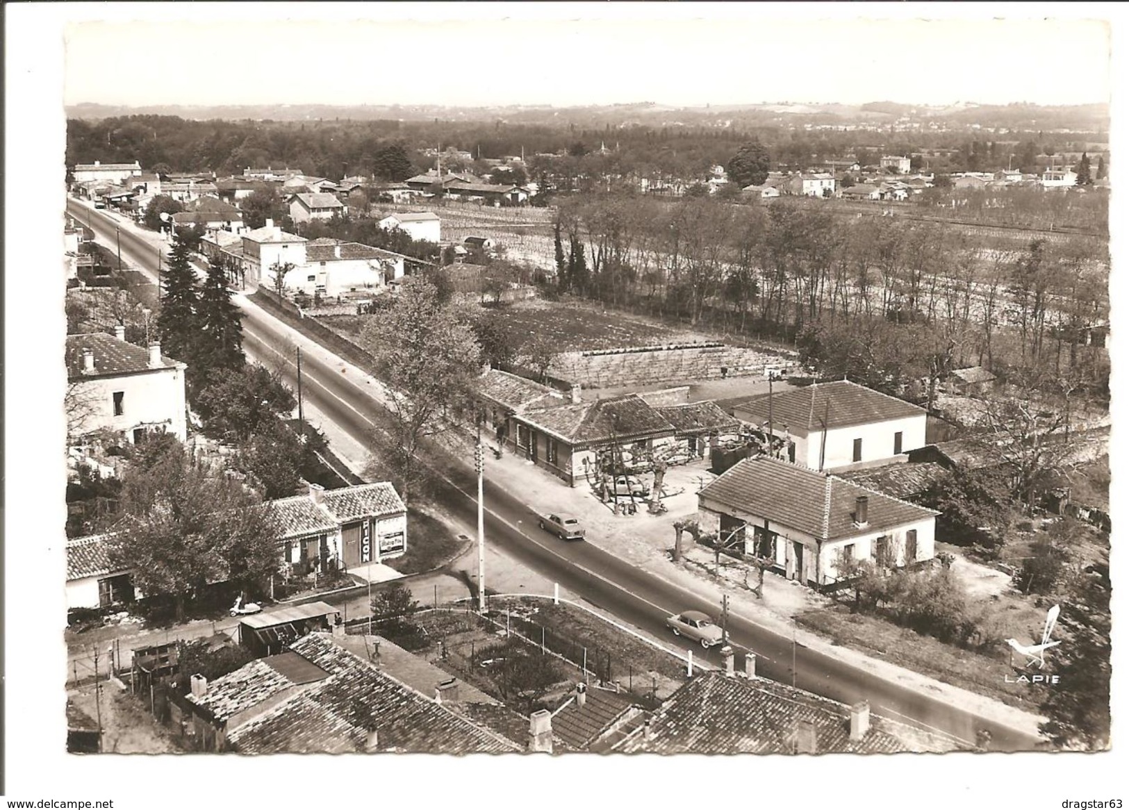 CPSM 33 En Avion Au-dessus De Virelade RN 113 Et Bar Tabac Des Platanes - Sonstige & Ohne Zuordnung