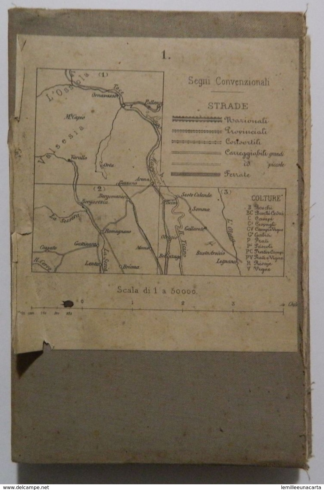 Mappa Su Tela _ PIEMONTE SETTENTRIONALE _ LAGO MAGGIORE E D'ORTA, VARALLO, OMEGNA, ARONA _ Scala 1 : 50.000 _datata 1855 - Carte Topografiche