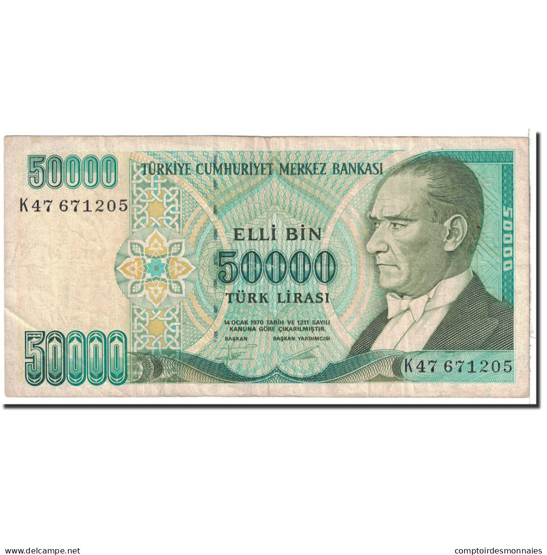 Billet, Turquie, 50,000 Lira, 1970, Undated, KM:204, TB - Turquie