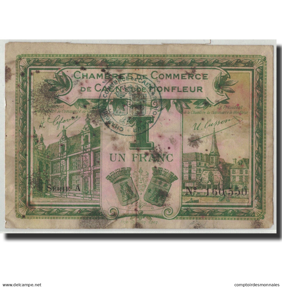 Billet, France, Caen Et Honfleur, 1 Franc, Undated, B+, Pirot:34-14 - Chambre De Commerce