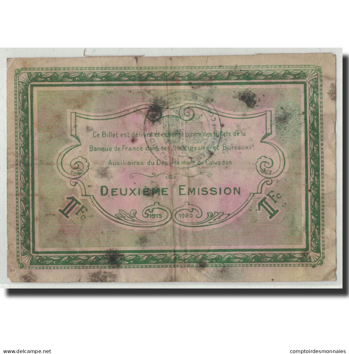 Billet, France, Caen Et Honfleur, 1 Franc, Undated, B+, Pirot:34-14 - Chambre De Commerce