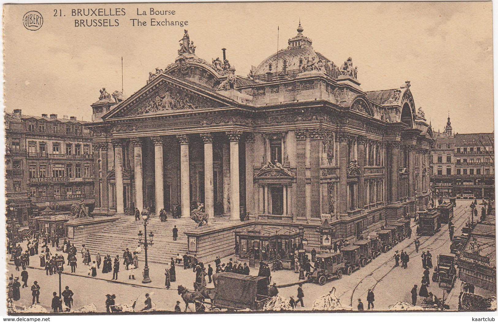 Bruxelles - La Bourse - Brussels - The Exchange  (Albert, 21) - Oldtimer CARS, TRAM, HORSE CART - Monumenti, Edifici