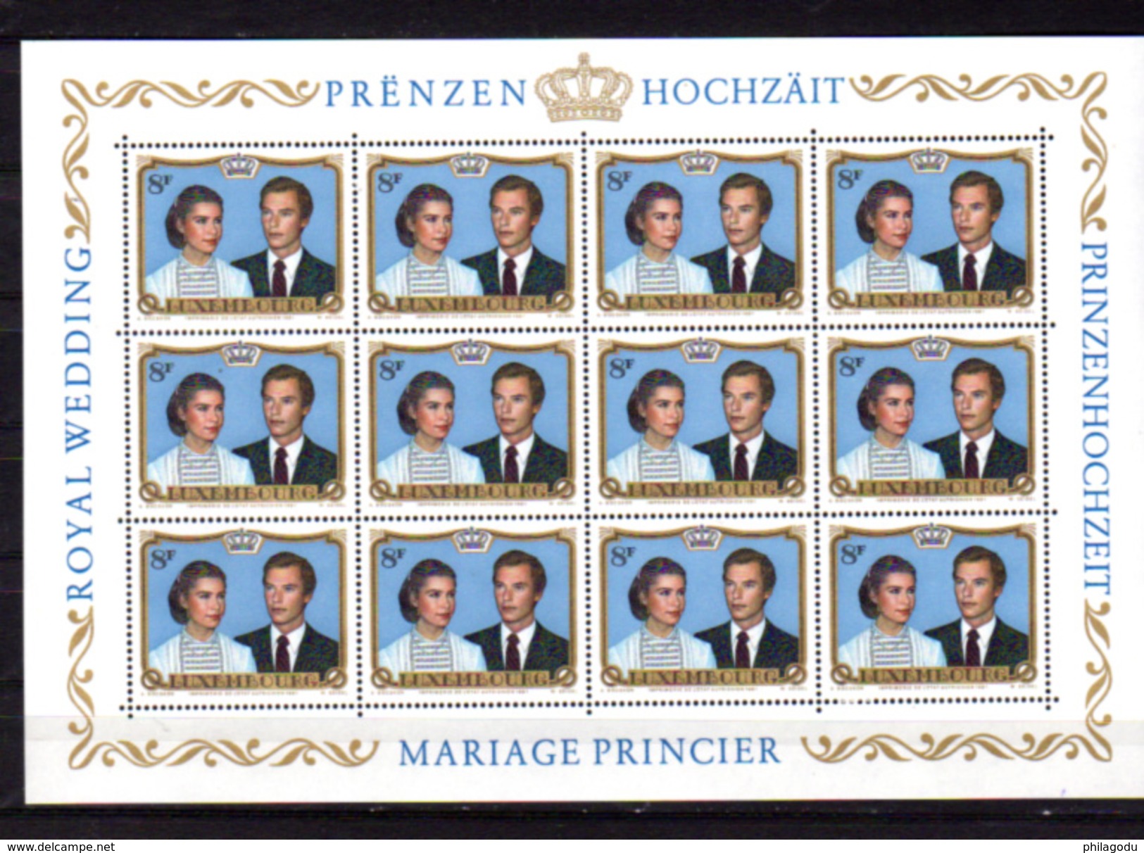 1981,  Mariage Royal Du Grand –duc Henri, 10 X  986**en Feuilles  De 12, Cote 108 €,  Sous Le Prix Poste - Hojas Completas