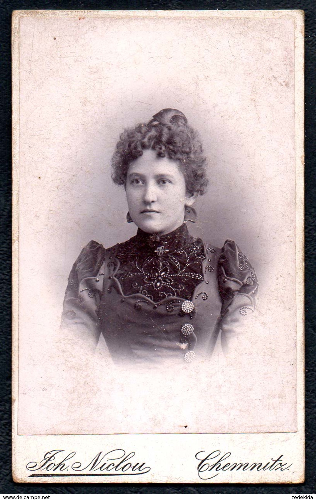 A7418 - Altes Foto CDV Kabinettfoto - Frau Porträt - Joh. Niclou Chemnitz - Alte (vor 1900)