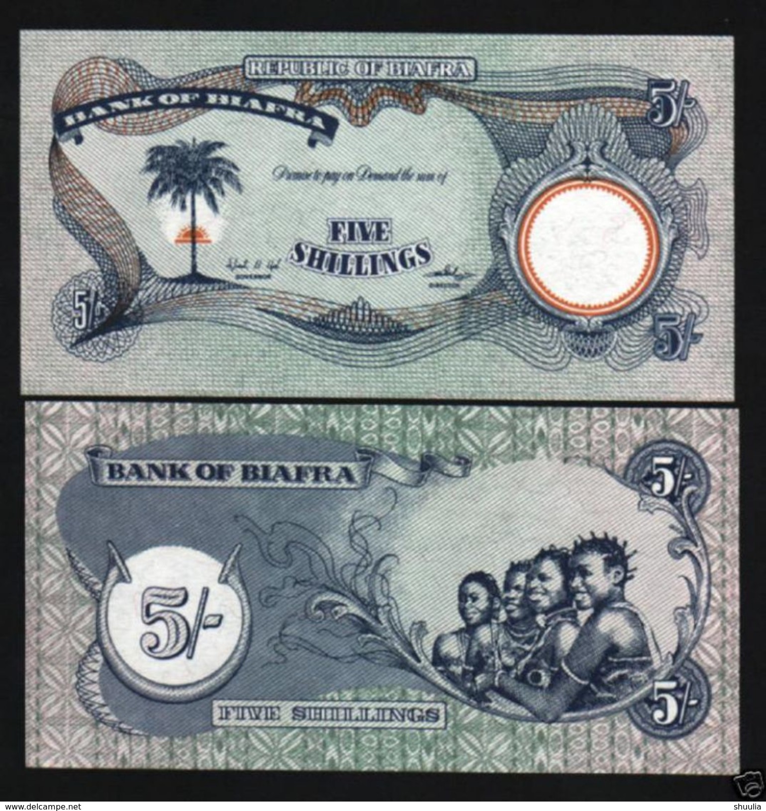 Biafra 5 Shillings (1968-69)  Pick 3b UNC - Autres - Afrique