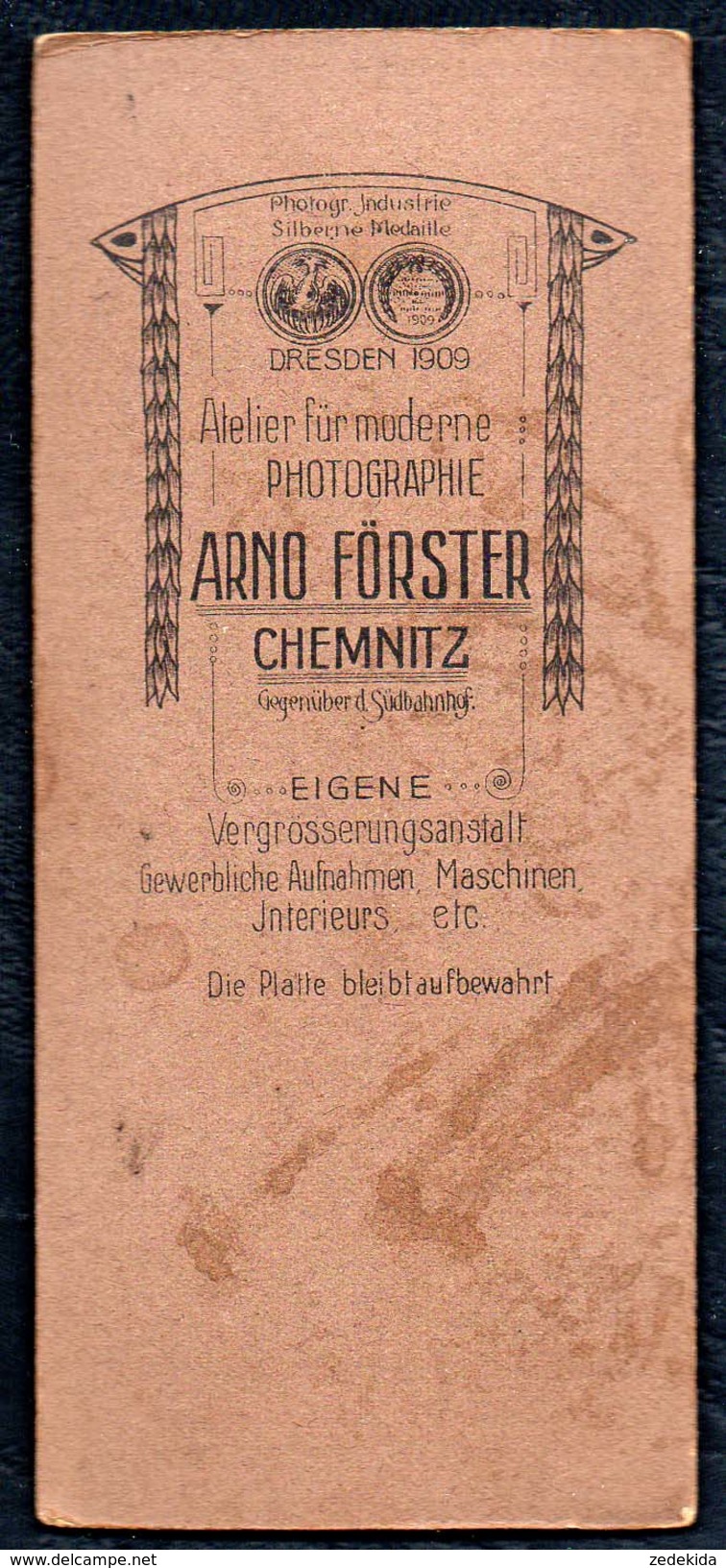 A7428 - Altes Foto CDV Kabinettfoto - Frau Im Kleid Frisur - Arno Förster Chemnitz - Alte (vor 1900)