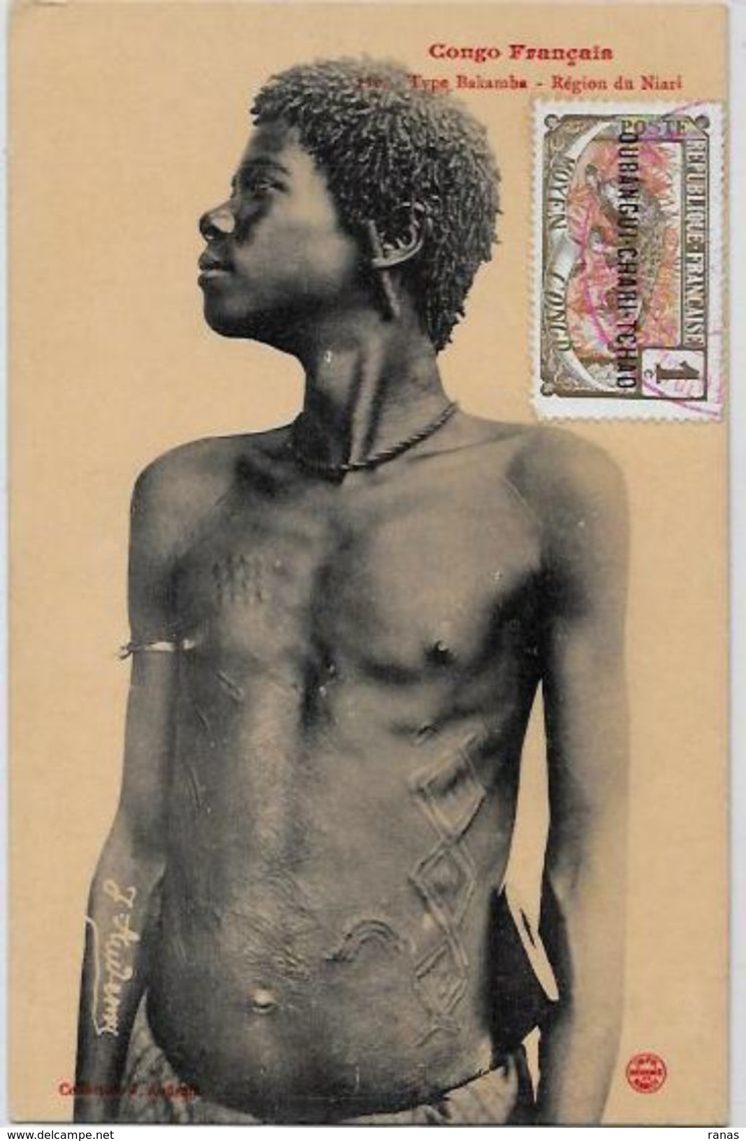 CPA Tatouages Tatou Scarification Ethnic Circulé - Congo Français