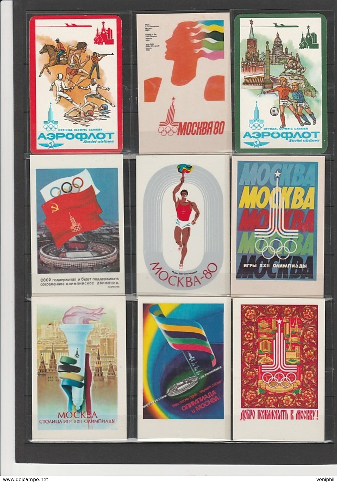 LOT DE 11 CALENDRIERS PETITS FORMATS -U.R.S.S  ANNEE 1980  - JEUX OLYMPIQUES DE MOSCOU - Petit Format : 1971-80