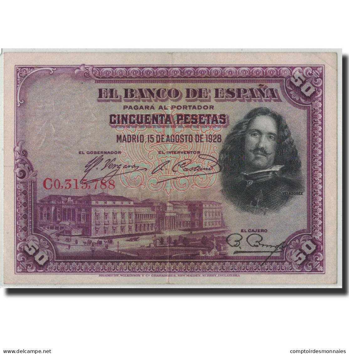 Billet, Espagne, 50 Pesetas, 1928, 1928-08-15, KM:75b, TTB - 50 Peseten