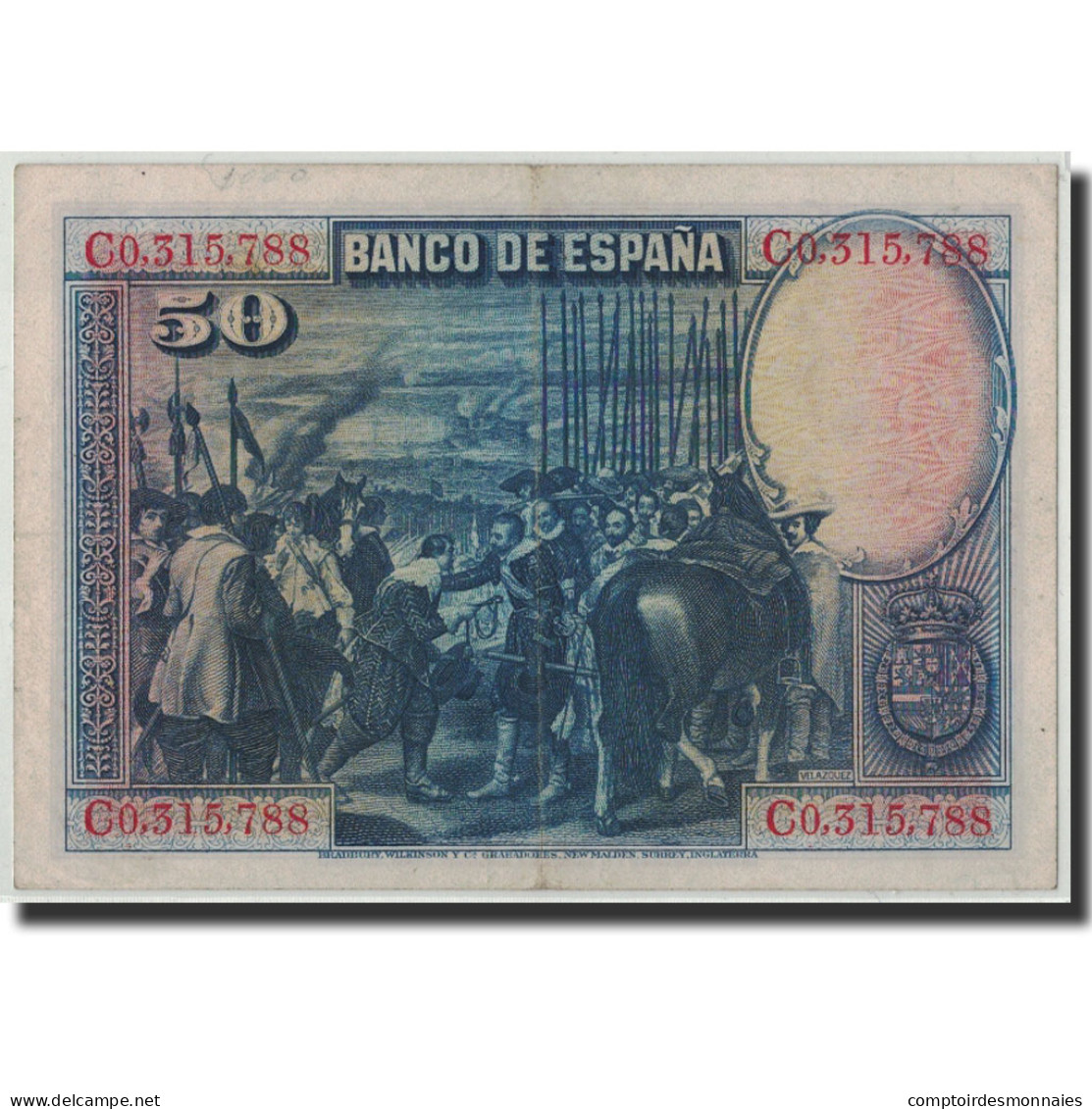 Billet, Espagne, 50 Pesetas, 1928, 1928-08-15, KM:75b, TTB - 50 Pesetas