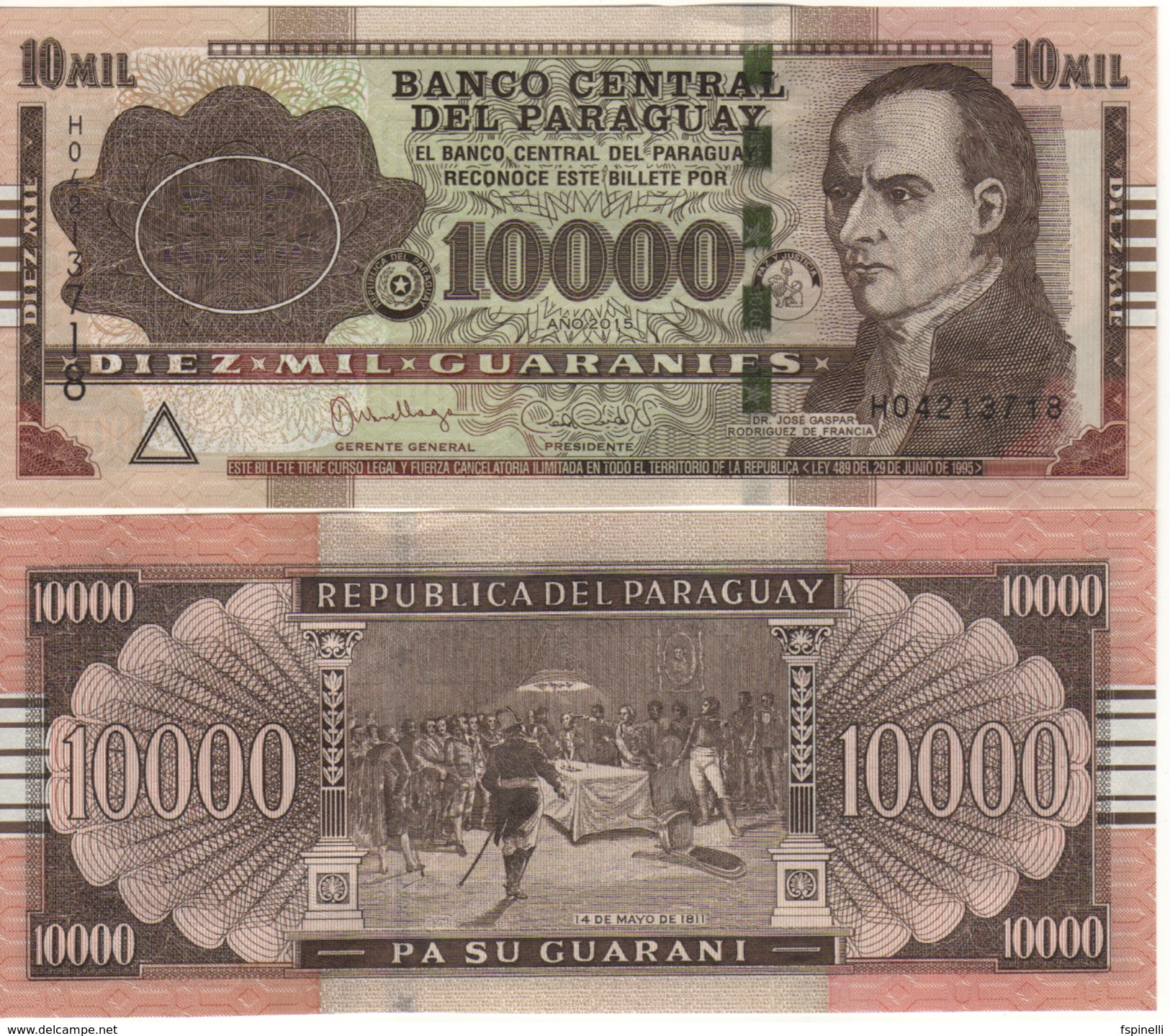 PARAGUAY  New 10'000 Guaranis  Pnew  Dated 2015 (2017)  Letter  H - Paraguay