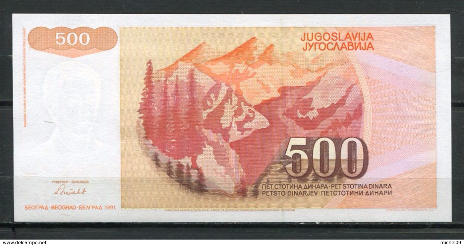 YOUGOSLAVIE 500 DINARA 1991  PICK 109 BILLET NEUF UNC - Yugoslavia