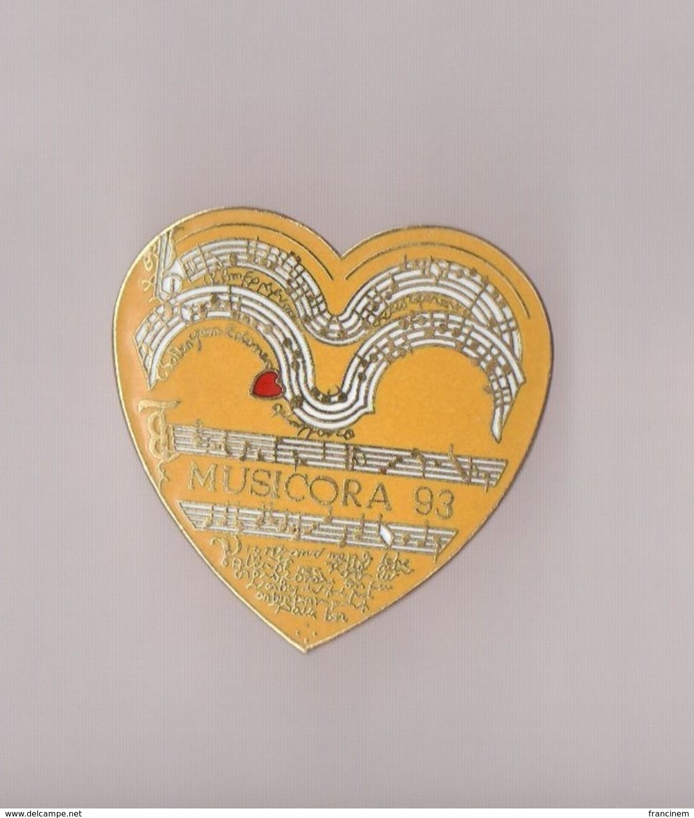 Pin's Salon De La Musique Musicora (EGF) 1993 Jaune - Hauteur: 3,6 Cm - Musique