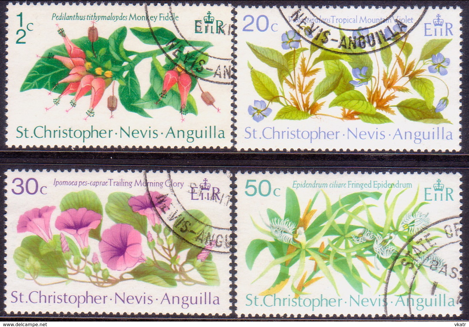 ST KITTS-NEVIS 1971 SG #237-40 Used Flowers - St.Christopher-Nevis-Anguilla (...-1980)