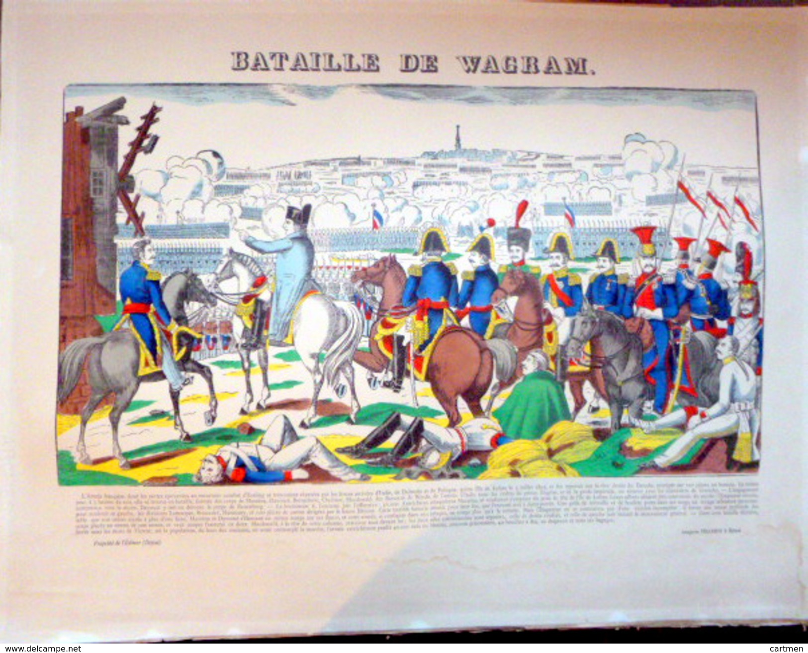 NAPOLEON  BATAILLE DE WAGRAM GRANDE GRAVURE IMAGE D'EPINAL COLOREE A L'EPOQUE VERS 1920 TABLEAU A ENCADRER - Documents