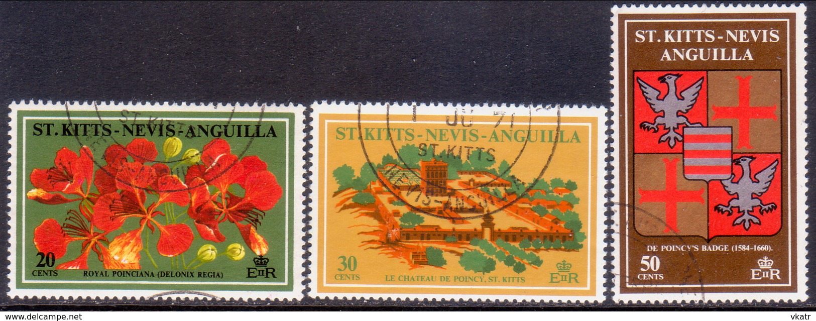 ST KITTS-NEVIS 1971 SG #241-43 Used Phillipe De Poincy - St.Christopher-Nevis & Anguilla (...-1980)