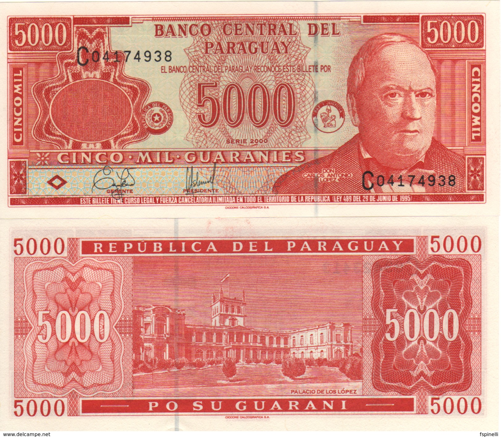 PARAGUAY 5'000 Guaranis  P220a  Dated 2000 - Paraguay