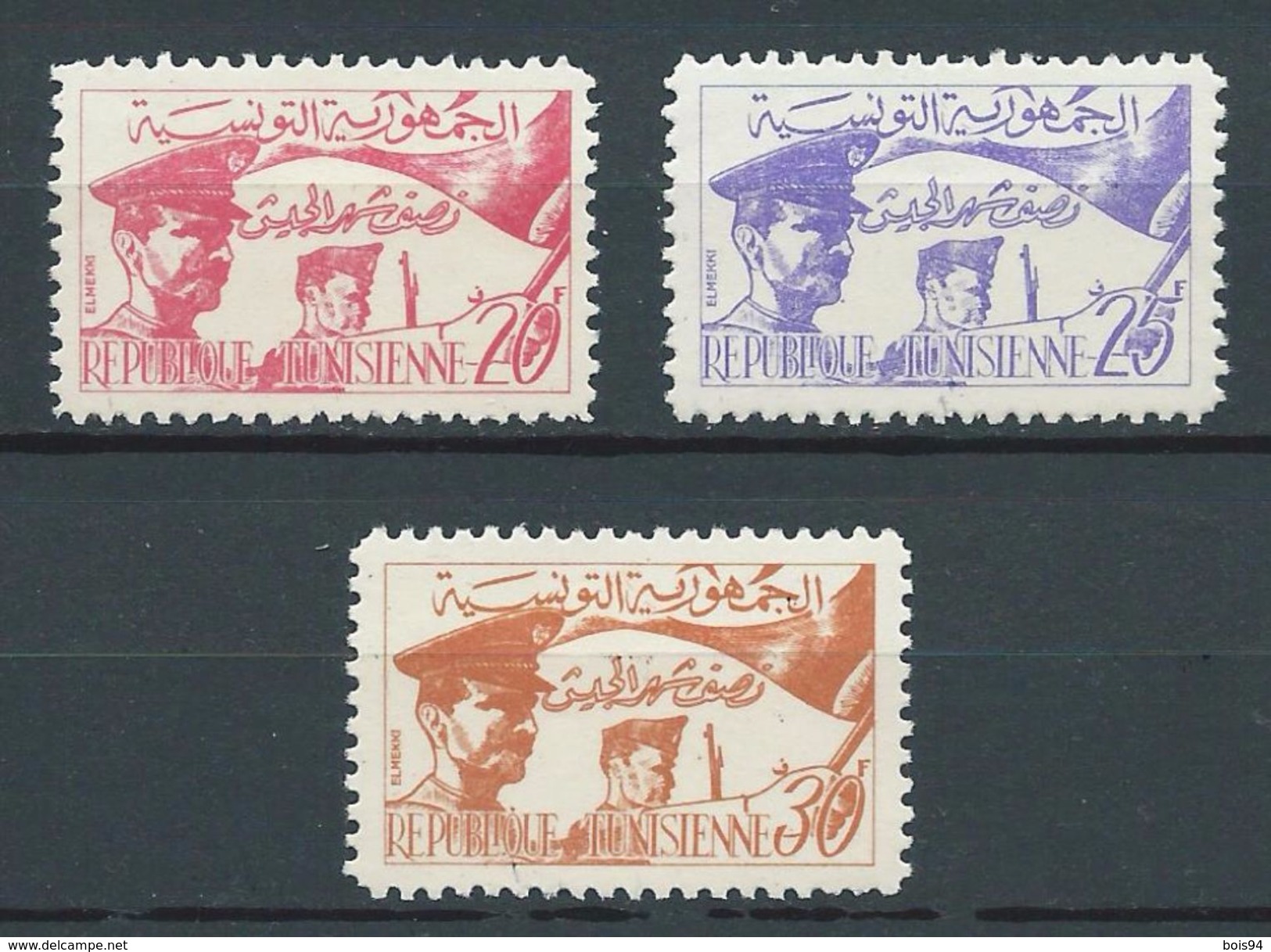 TUNISIE 1957. Proclamation De La République.  N°s 444 , 445 , 446 . Neufs ** (MNH) - Tunisia