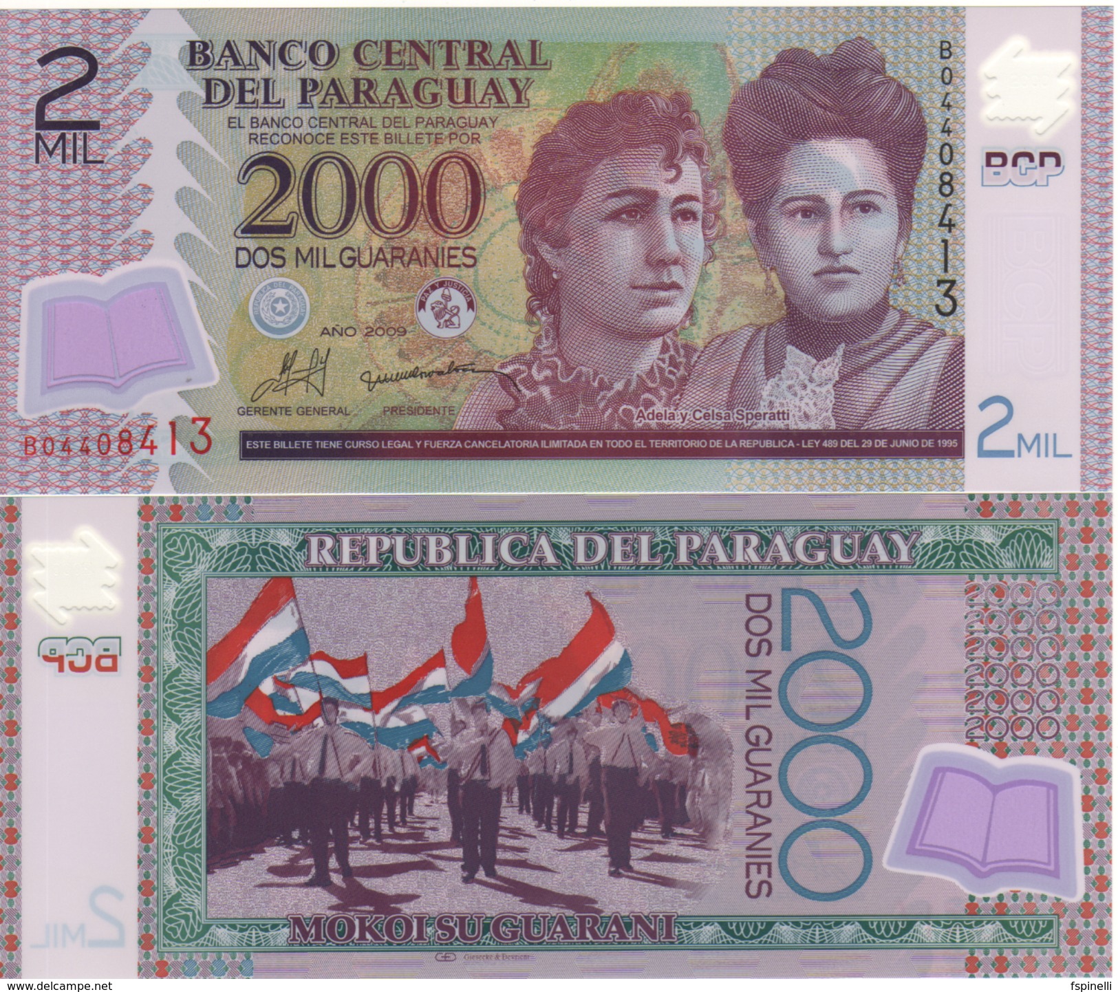 PARAGUAY 2'000 Guaranis  P228b     Dated  2009  POLIMER   UNC - Paraguay