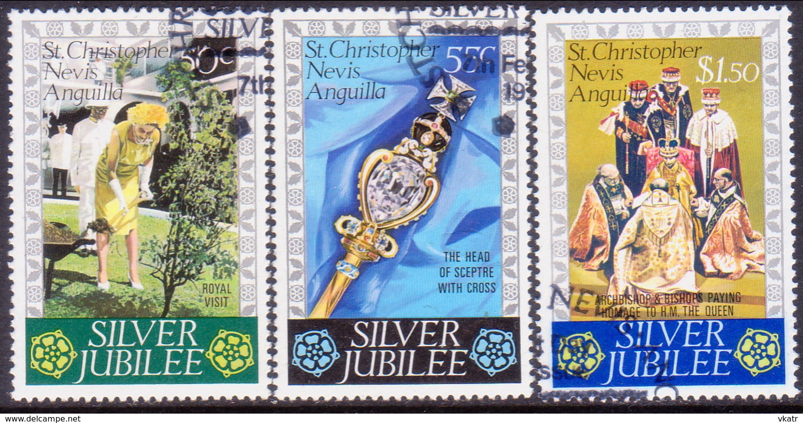 ST KITTS-NEVIS 1977 SG #367-69 Compl.set Used Silver Jubilee - St.Christopher-Nevis-Anguilla (...-1980)