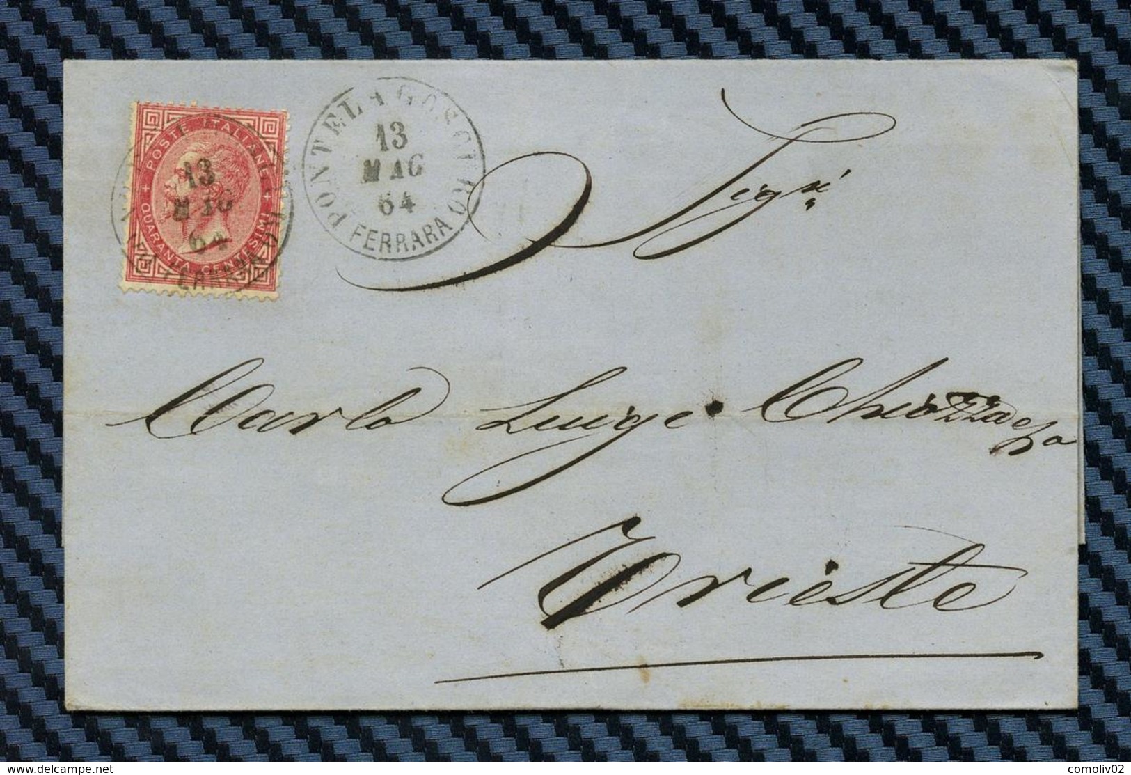 ITALIE - YT#19 S/lettre De PONTELAGOSCURO Pour TRIESTE (Autriche) -1864 - Poststempel