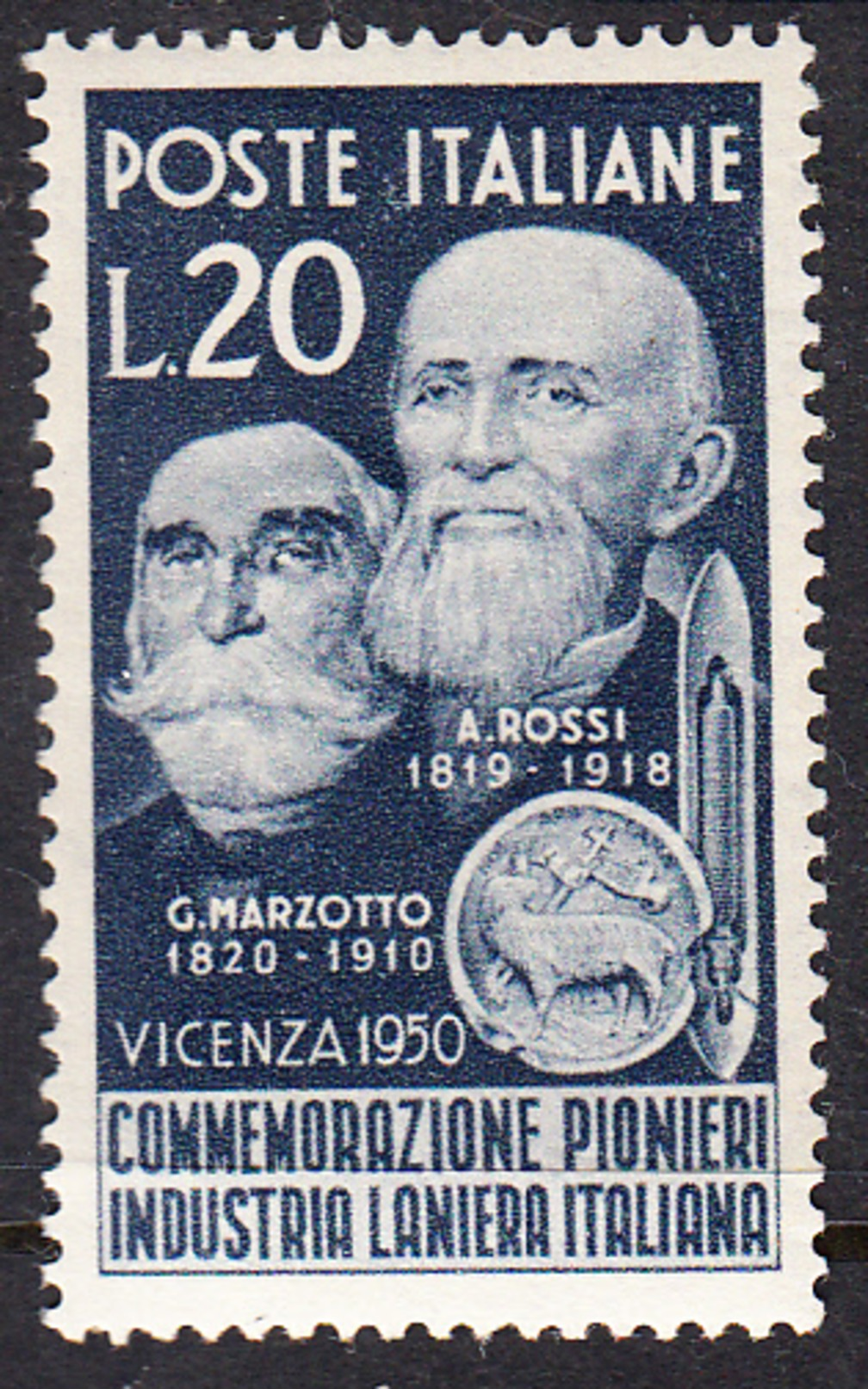 ITALIA 1950 PIONIERI INDUSTRI LANIERA ITALIANA  SASSONE Nº628*  NUOVO LINGUELLATO  CECI 2 Nº 107 - ...-1850 Préphilatélie