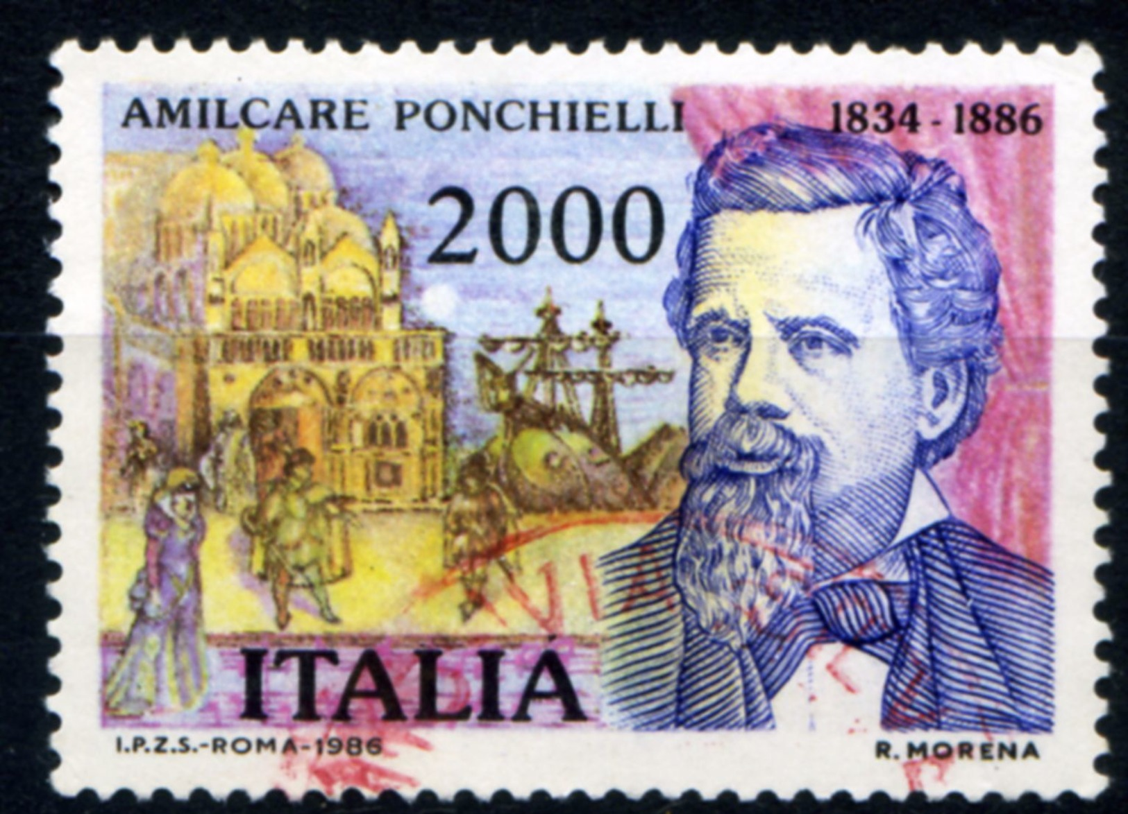 457> ITALIA 1986 < AMILCARE PONCHIELLI > Da Lire 2.000 = Valore Catalogo € 1,50 - 1981-90: Usati