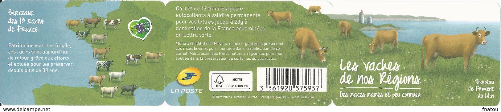 France, Breeds Of French Cows,  2014, MNH VF Booklet Of 12 - Unused Stamps