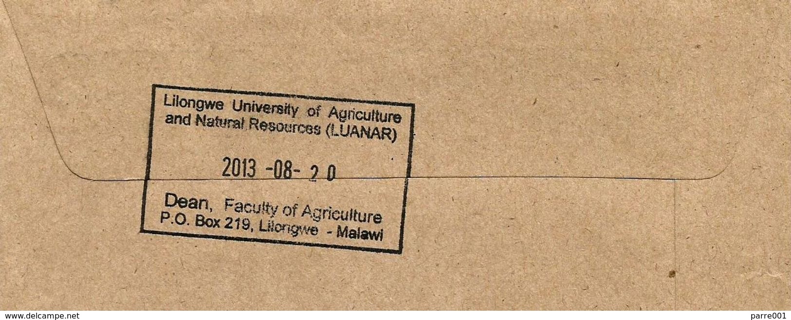 Malawi 2013 Lilongwe Agriculture University Meter Franking Hasler "Mailmaster" Cover. Only Two Covers Known! - Malawi (1964-...)