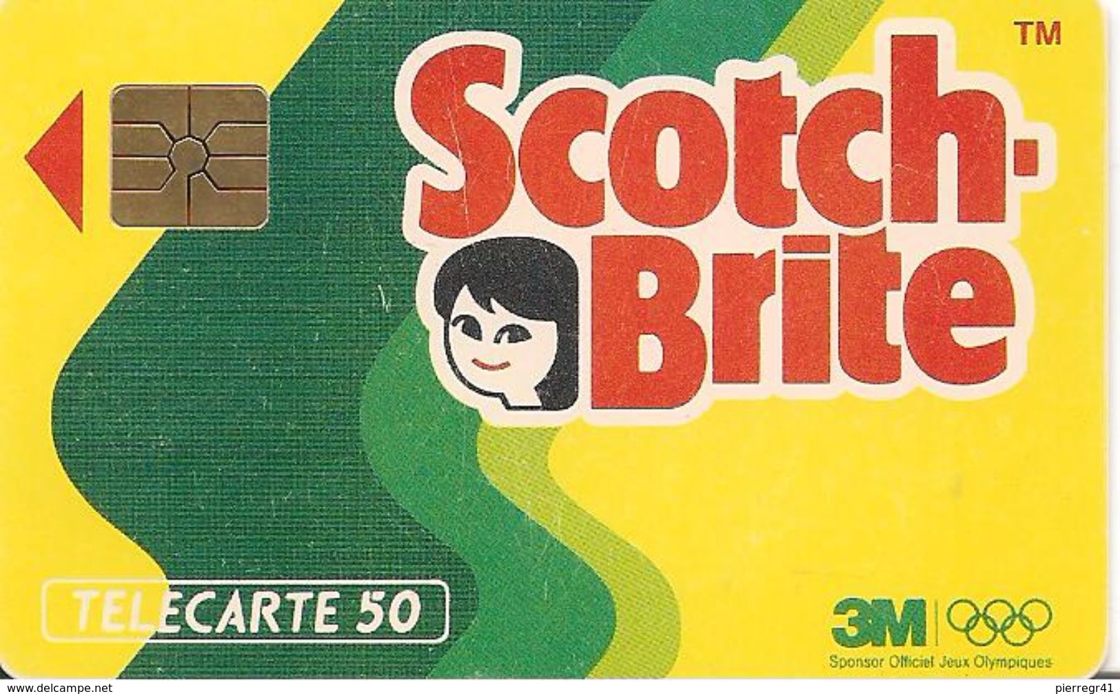 CARTE°-PUBLIC-F225c-50U-GE   M1B-01/92-18000ex-SCTOCH  BRITE-V°3 N° GRAS-B1B28D-S/2 E Logo-UTILISE-BE--RARE- - 1992