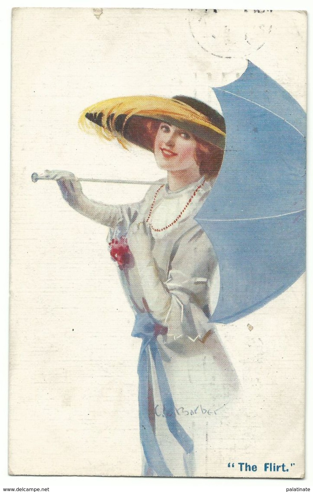Feine Dame Mit Schirm "The Flirt" Signiert Barber 1913 - Barber, Court