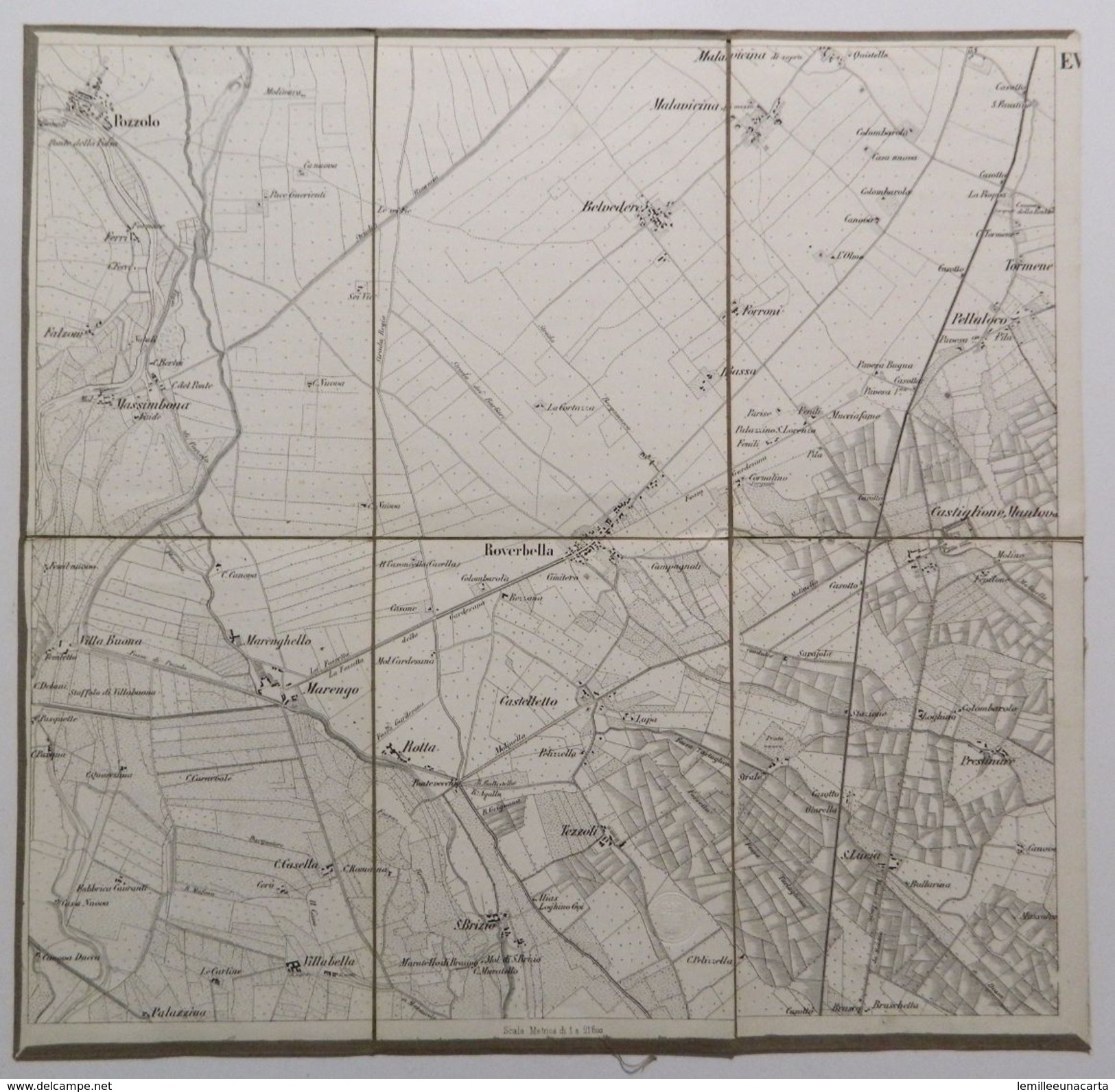 MAPPA INTELATA _ ROVERBELLA (Mantova) _ Scala 1 : 21,600 _ MOLTO BEN CONSERVATA - Carte Topografiche