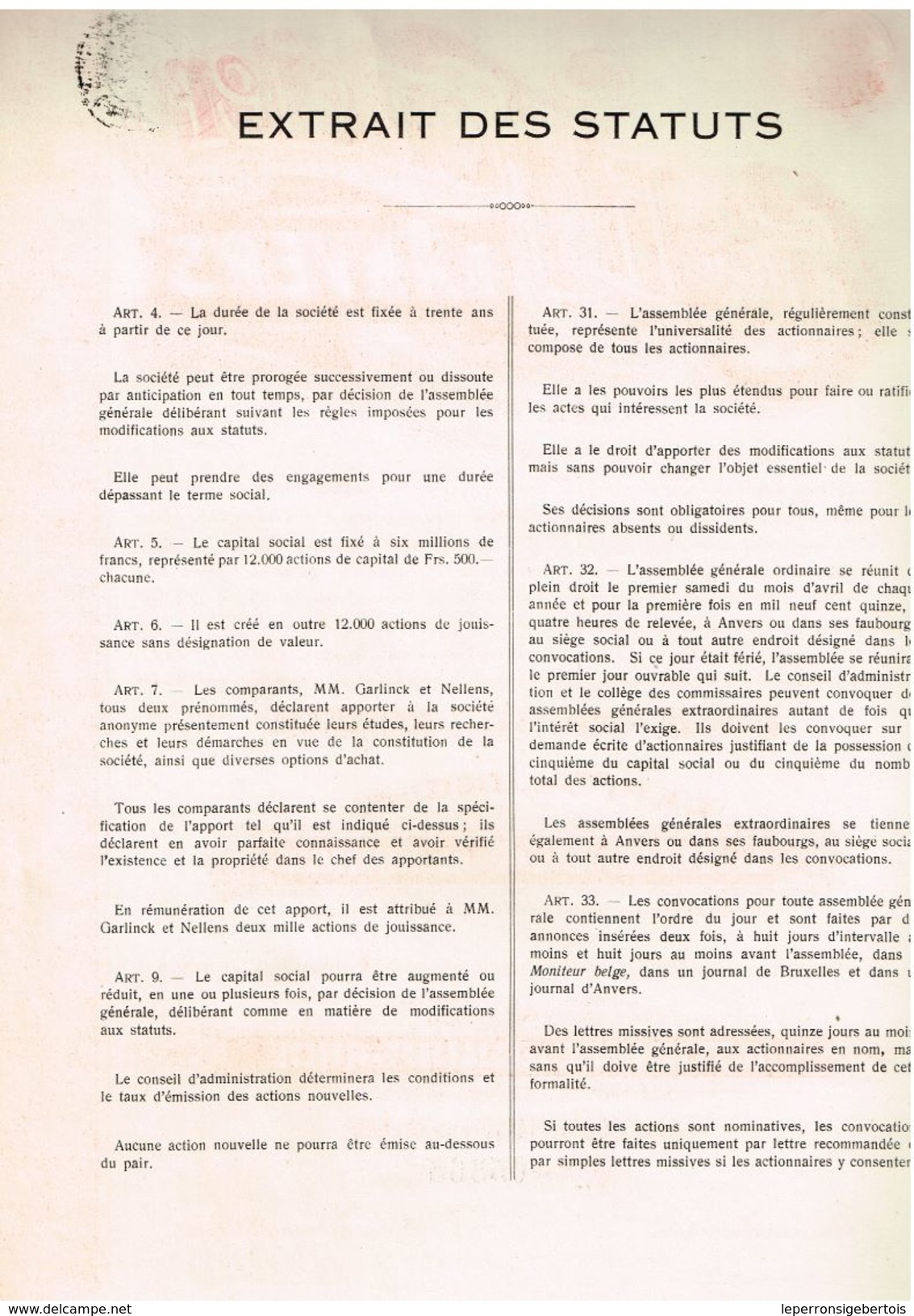 Action Ancienne - Crédit Foncier D' Anvers - Titre De 1921 - Banca & Assicurazione