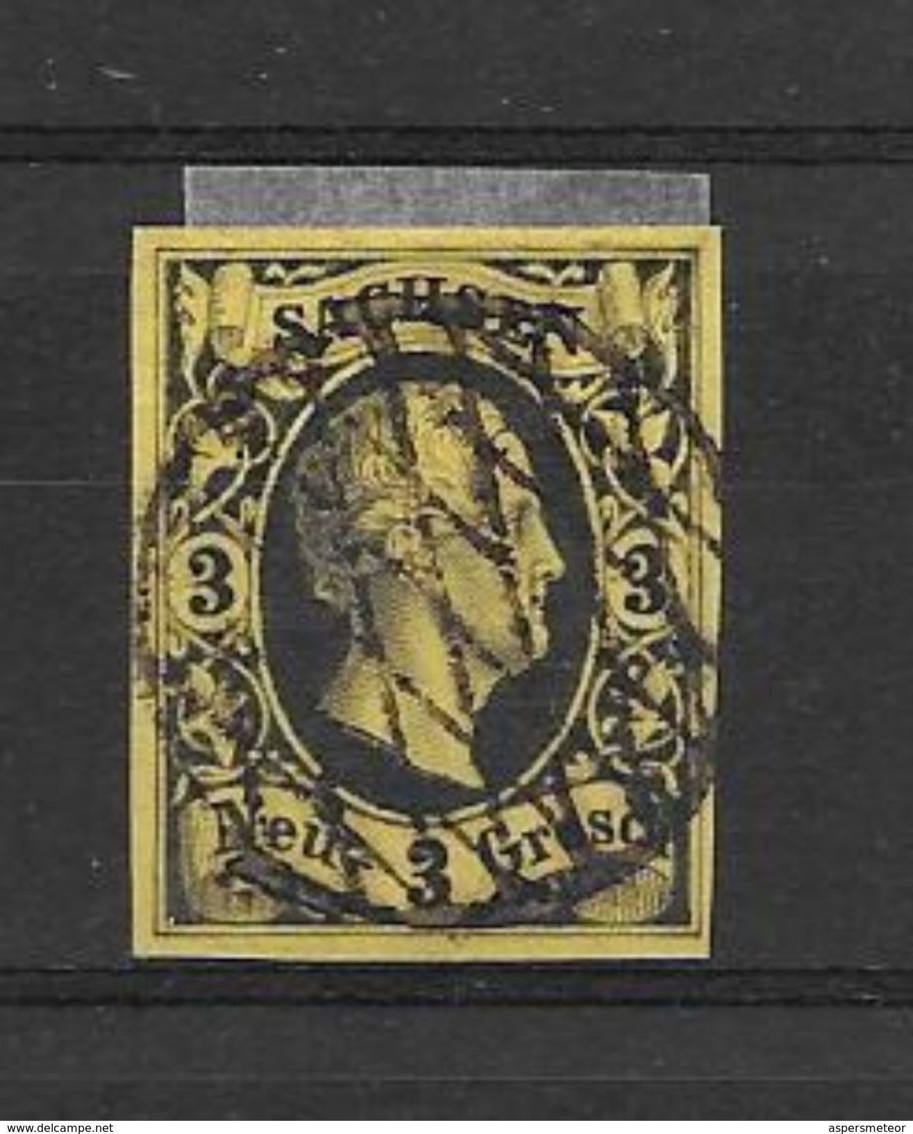 SACHSEN SAXONY SAXE FREDERIC AUGUSTE II NOIR SUR COULEUR YVERT NR. 5 OBLITERE TRES BON ETAT AN 1851 - Saxe