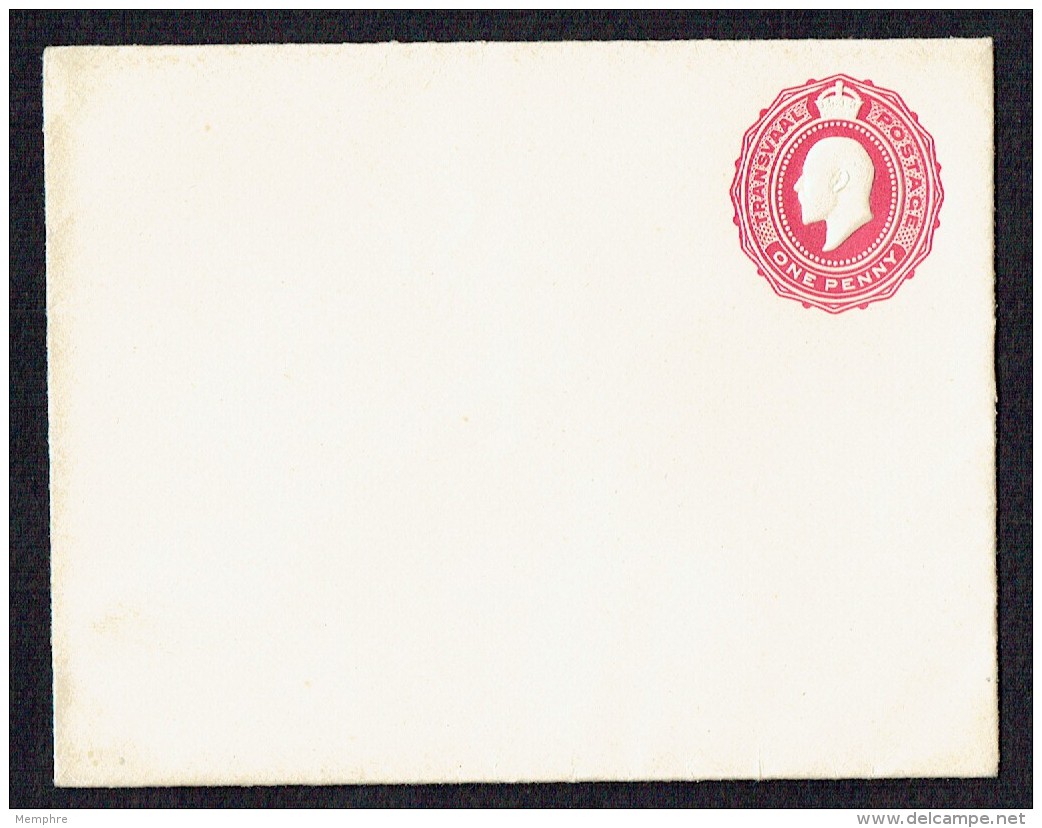 Transvaal  Edward VII  1d. Enveloppe  Size 120 X 94mm  Unused - Transvaal (1870-1909)