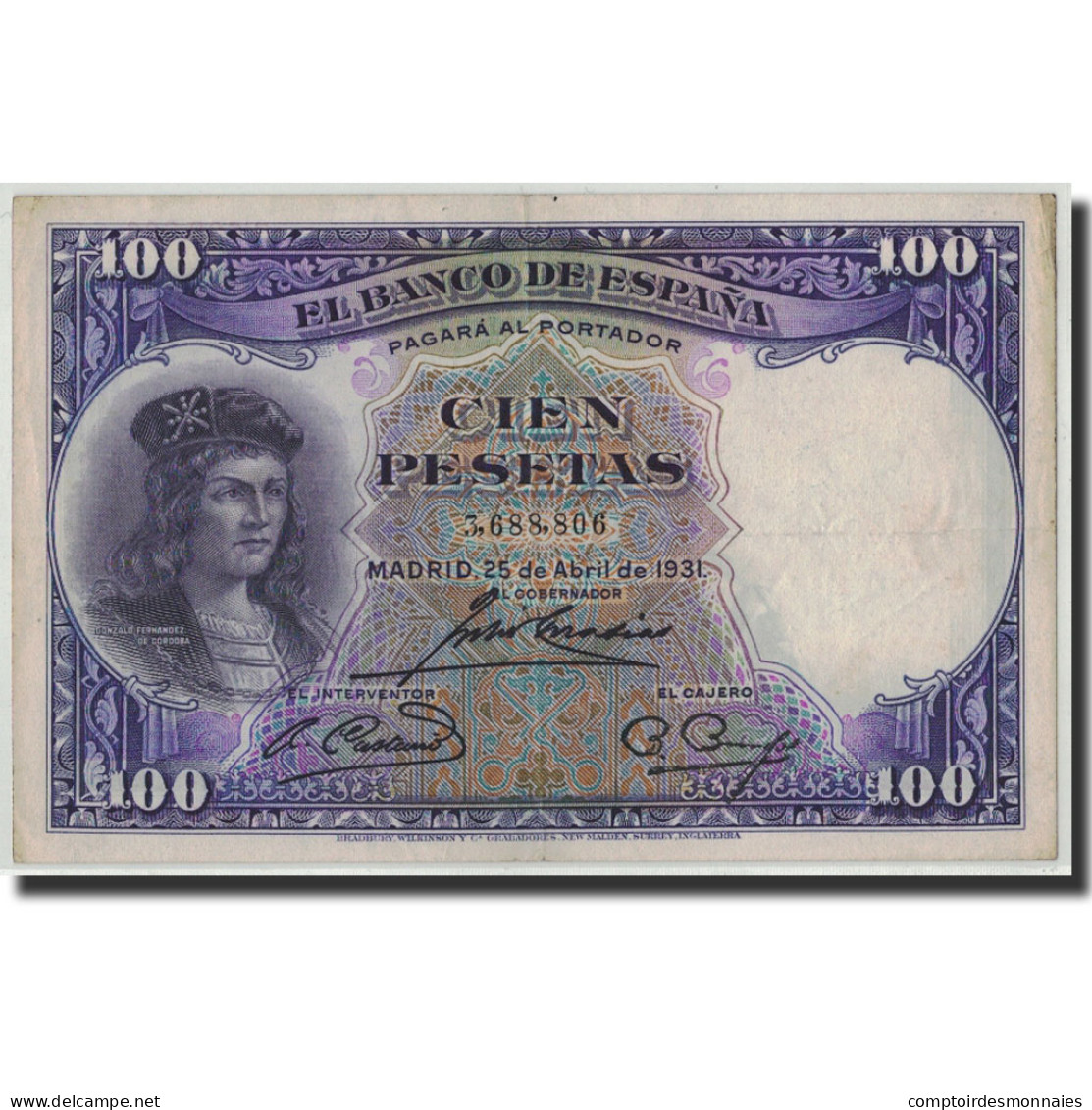 Billet, Espagne, 100 Pesetas, 1931, 1931-04-25, KM:83, TB+ - 100 Pesetas