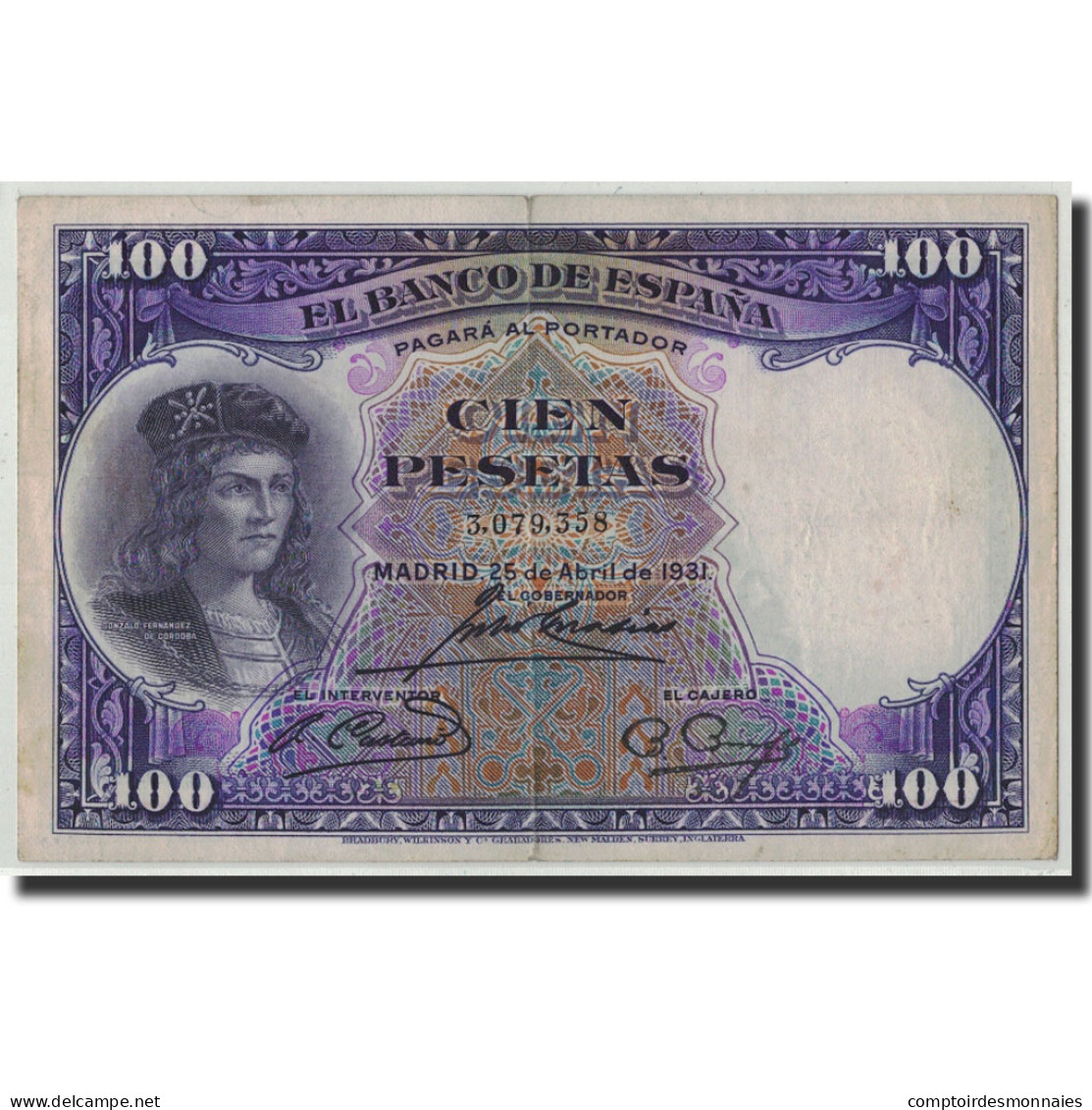 Billet, Espagne, 100 Pesetas, 1931, 1931-04-25, KM:83, TB - 100 Pesetas