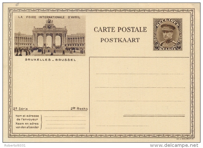 Belgium 1931 Postal Stationery Picture Postcard 2e Serie Bruxelles Foire International 40 C. Unposted - Illustrated Postcards (1971-2014) [BK]