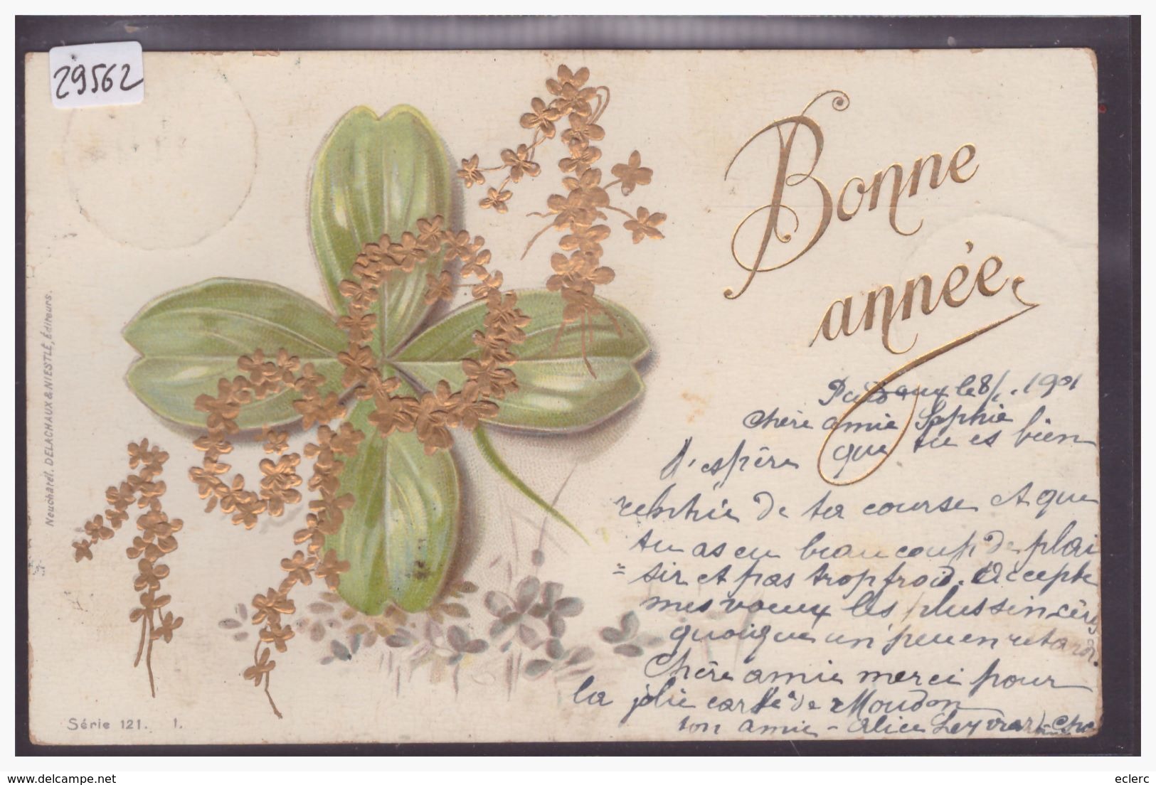 BONNE ANNEE - MILLESIME 1901 - CARTE EN RELIEF - PRÄGE KARTE - TB - Año Nuevo