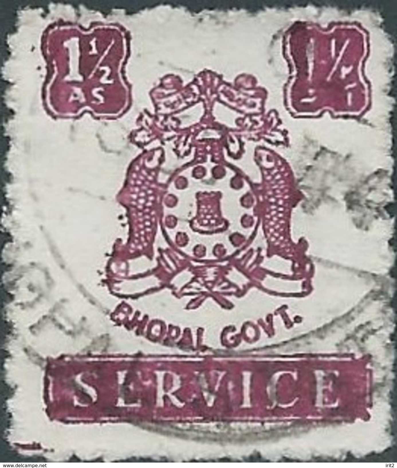 INDIA ESTATES PRINCIPES OF THE INDE - Bhopal - USED - 1, 1/2 A - (SERVICE) - Bhopal