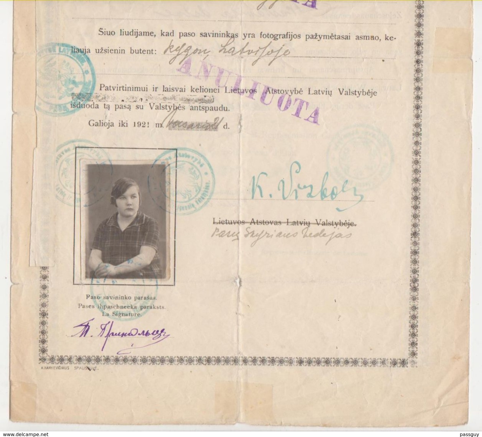 Passeport LITHUANIE 1920 LITHUANIA Passport - Reisepaß - Revenues - Documenti Storici