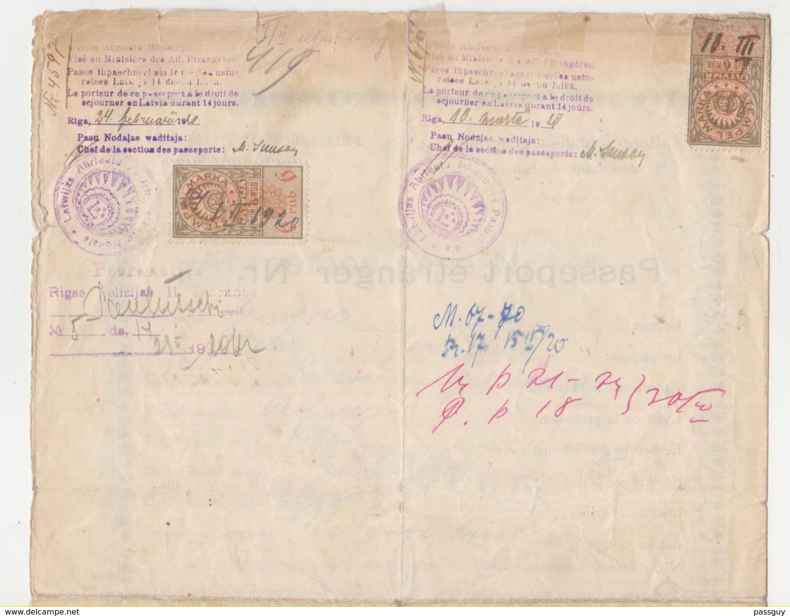 Passeport LITHUANIE 1920 LITHUANIA Passport - Reisepaß - Revenues - Historische Documenten