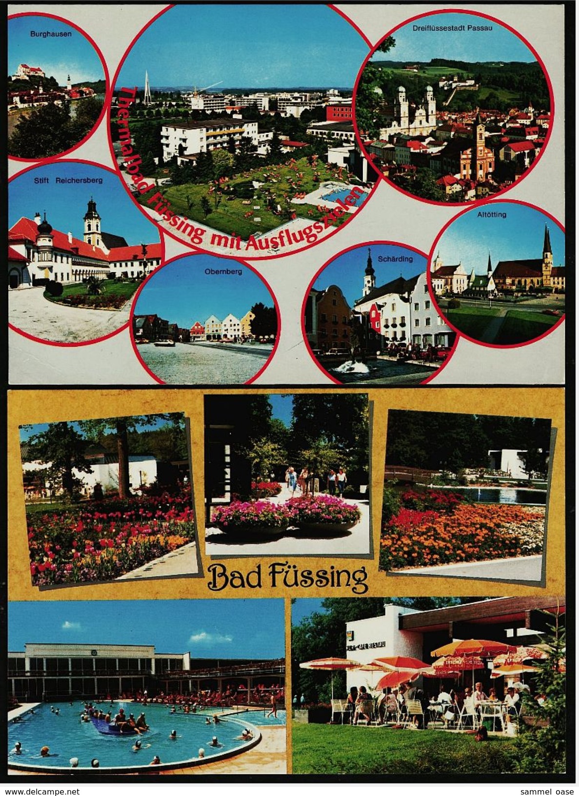 2 X Bad Füssing  -  Kurpark / Anlagen  -  Mehrbild-Ansichtskarten Ca. 1975   (7640) - Bad Fuessing